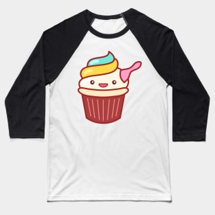 Cupcake Ice Cream Emoji Minimal Baseball T-Shirt